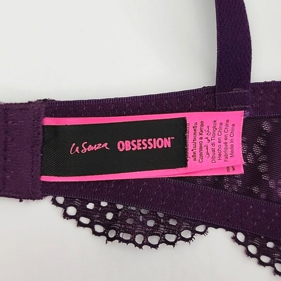 ⭐️2/ $40⭐️ La SENZA Obsession Dark Plum Purple Push Up Underwire Lace Bra 38D - Picture 13 of 14